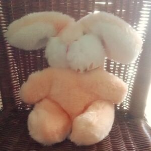 Fluffy Peach and White Plush 1982 GUND Bunny